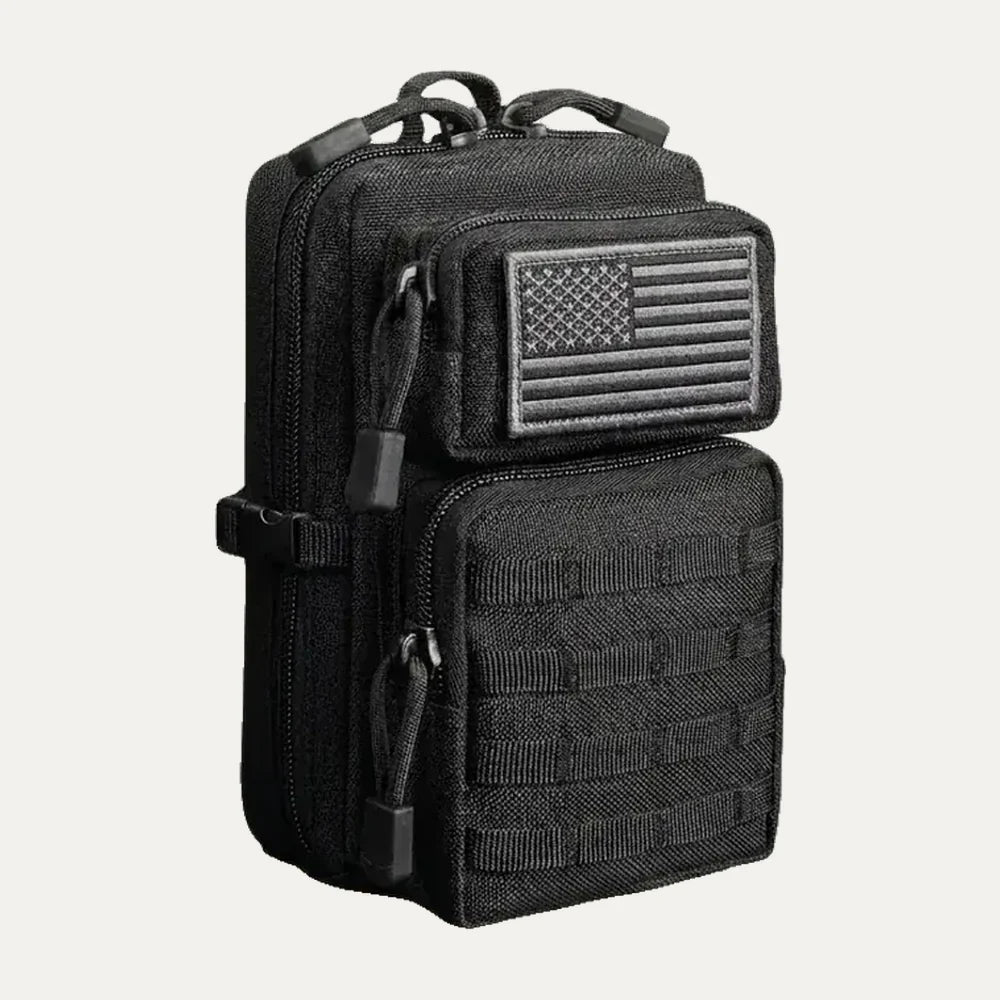 CobaltNook Black tactical MOLLE organizer pouch with US flag patch
