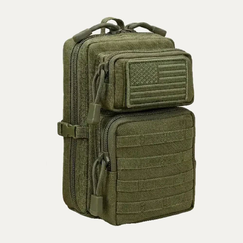 CobaltNook Green tactical MOLLE organizer pouch with US flag patch