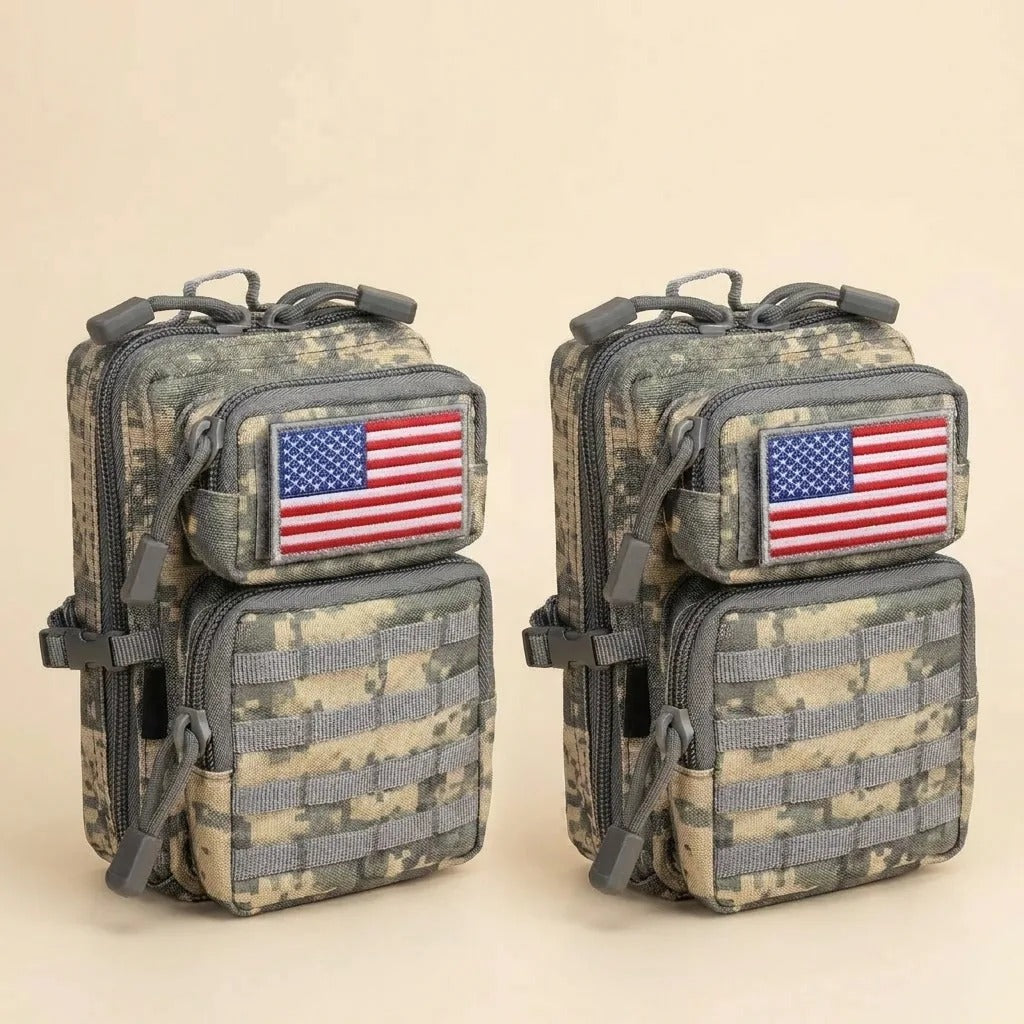 CobaltNook ACU 2-pack MOLLE organizer pouches with two US flag patches