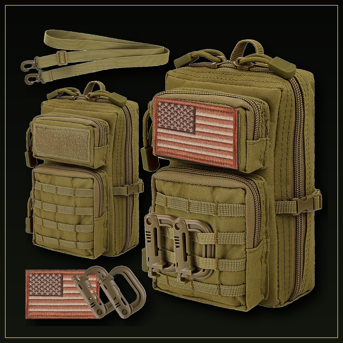 CobaltNook Khaki tactical MOLLE organizer pouch color option